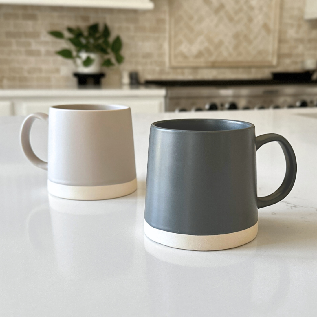 Stoneware Ceramic Coffee Mugs Set - 16 oz